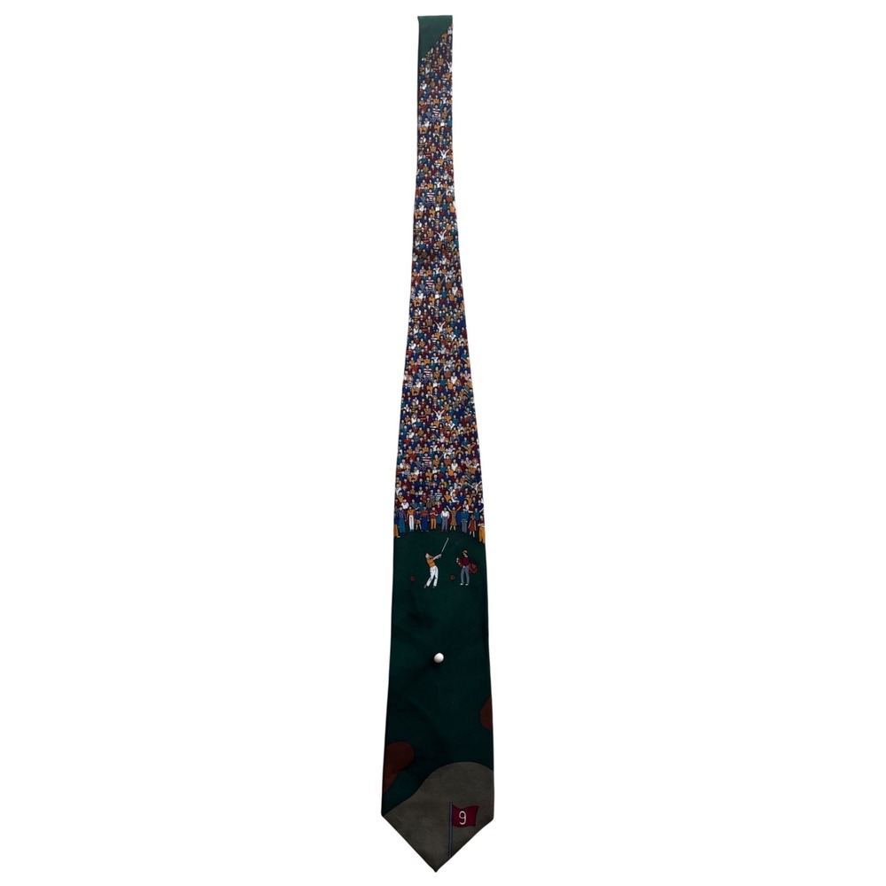 Vicky Davis Par 3 Golf Novelty Silk Tie Green 3D Ball Spectator USA Made VTG